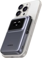 UGREEN UNO Wireless Power Bank Fast Charging 10000mAh Portable Magnetic Mobile Phone PD20W with Foldable Stand and TFT Display MagSafe Battery Pack Compatible with iPhone 12-16 Series, Black
