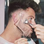 Beard Shaping & Styling Tool With Comb for Perfect Line up & Edging For Men's Jaw Cheek/Neck Line, Symmetric/Curve/Step Cut Works with Any Beard Razor Electric Trimmers or Clippers (Clear)