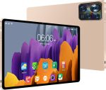 تابلت اندرويد 10.1 انش بمعالج ثماني النواة وذاكرة RAM 6GB وذاكرة روم 128GB ومكالمات هاتفية مع شريحة اتصال وشاشة لمس HD IPS وواي فاي وبلوتوث وكاميرا مزدوجة وجوجل من سي جي واي كيو (ذهبي)