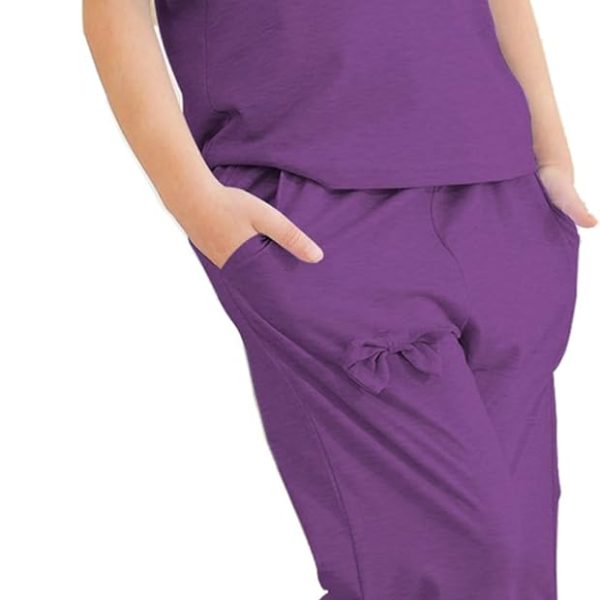 Jimonda Kids Girls Outfits Ruffle Sleeve T-Shirt and Pants Set with Side Pockets Clothing Set 2 Piece 4-13 Years Old