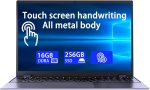 لابتوب موروسترون 15.6 انش يعمل باللمس ويندوز 11.16GB RAM 512GB SSD، سيليرون N5095 رباعي النواة، FHD IPS 1920x1080، كيبورد باضاءة خلفية، فتح بصمة الاصبع