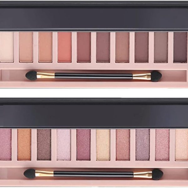 Aputue Nude Eyeshadow Palette, 2 PCS Waterproof High Pigmented Pink Eyeshadow Palette, Long Lasting Glitter Eyeshadow, Colorful Makeup Products, Beauty Makeup Kit for Party, Festival, Daily Use