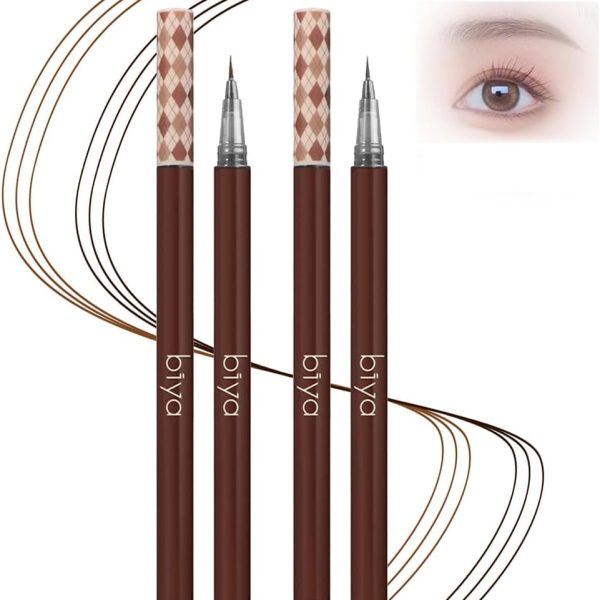 KASTWAVE 2 Pack Eyebrow Pencils, Ultra-Fine Waterproof Brow Pen, Waterproof, Sweat-Proof, Long-Lasting, Natural, No Dizzy Makeup, Natural Daily Look Perfect for Blondes & Dark Hair (Brown & Gray)