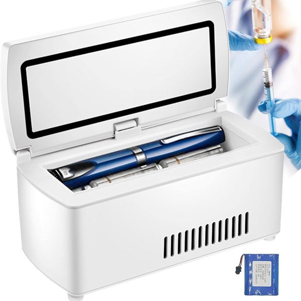 Portable Medicine Small Refrigerator Insulin Cooler,Car Mini Insulin Refrigerator,10200mah Battery,USB Charging Super Quiet and Large Capacity,Used for Travel and Camping to Store Medicines,2Battery