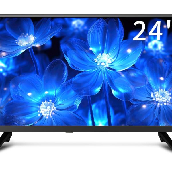 زوشينغ تلفزيون 24 بوصة، تلفزيون صغير DVB-T/T2 / فري فيو HD صوت رقمي عالي الدقة، اضاءة خلفية LED لمحرك تخفيض اللون، تيار متردد/تيار مستمر 12 فولت داخل/HDMI/VGA/مشغل وسائط USB للتخييم وغرفة النوم