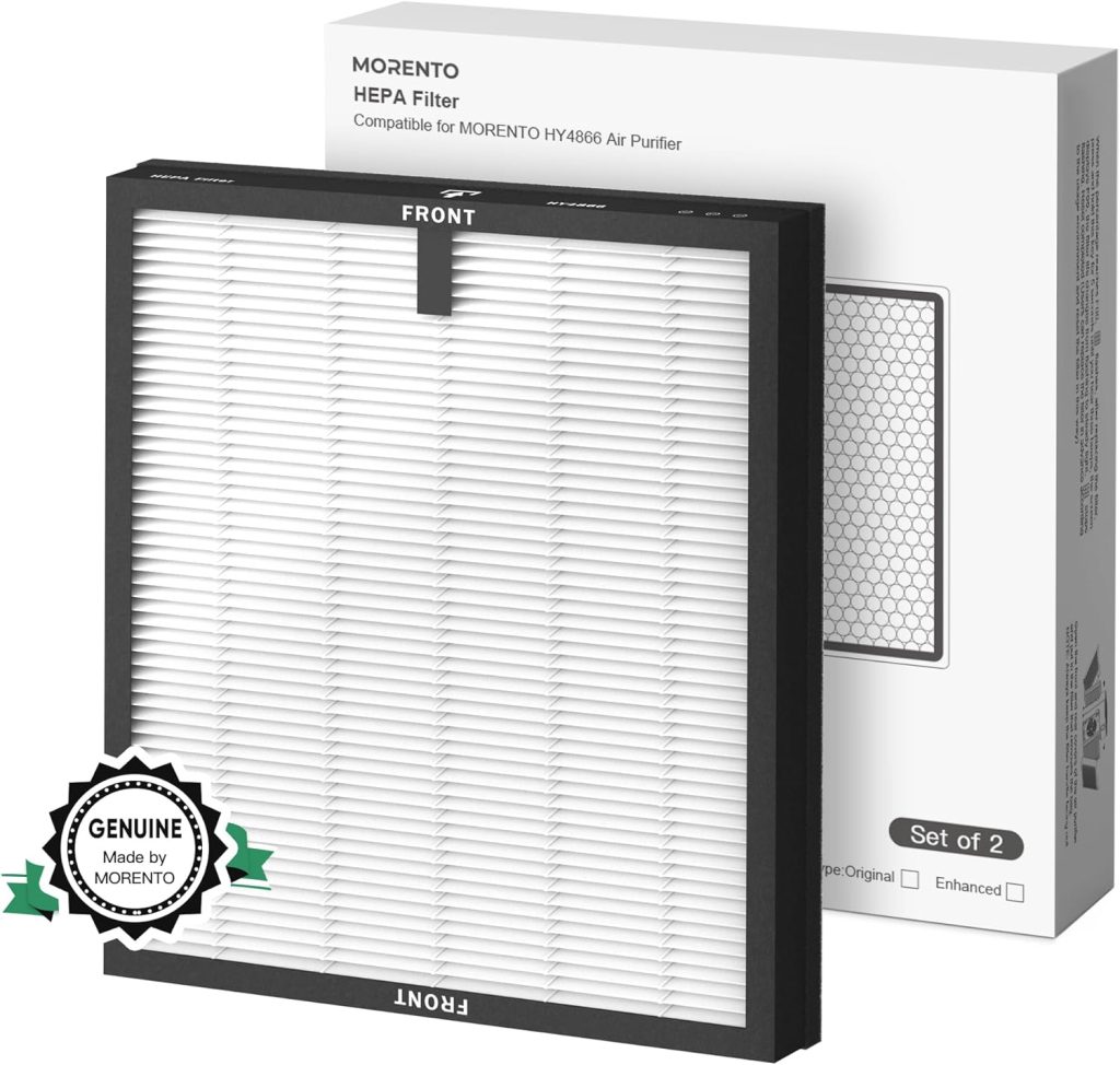 MORENTO HY4866 Genuine Air Purifier Replacement Filter for HY4866 Air Purifer, Original Version, 2 Pack