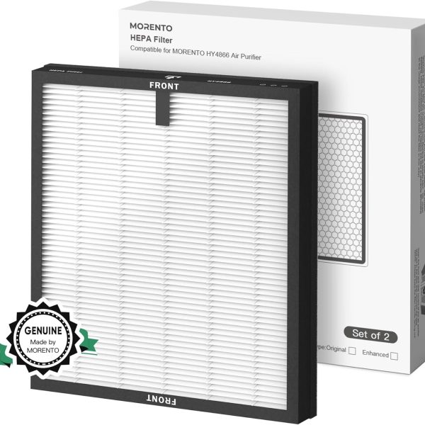 MORENTO HY4866 Genuine Air Purifier Replacement Filter for HY4866 Air Purifer, Original Version, 2 Pack