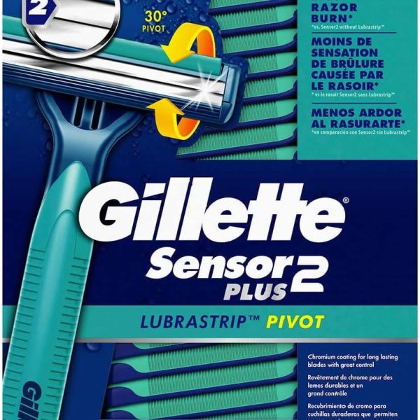 Gillette Men's Sensor PLUS2 Disposable Razor with Powder Lubrastrip 52 Razors Box, Rastrillos desechable 52 piezas.