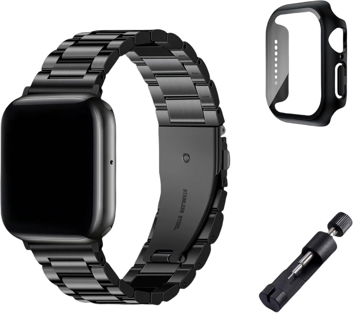 Compatible with Apple Watch Bands 42mm 44mm 45mm 46mm(series10) 49mm, Business Stainless Steel Metal iWatch Strap with Case for Women Men for Apple Watch Series 10,46mm（S10）