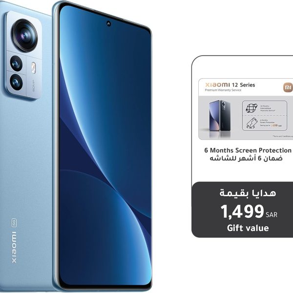 جوال شاومي 12 ثنائي شرائح الاتصال وRAM 8GB سعة 256GB، الجيل الخامس بلون ازرق