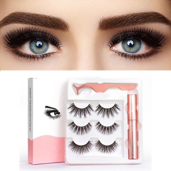 Azonee Magnetic Lashes Set, False Lashes 3 Pairs with Tweezers