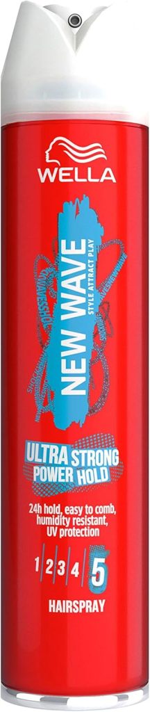 Wella New Wave Ultra Strong Power Hold Hairspray – 24-Hour Hold, Humidity Resistant, Non-Sticky, Easy to Brush Out – 250ml