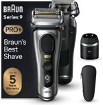 BRAUN Series 9 Pro 9467cc Wet & Dry Shaver with 5-in-1 SmartCare Center and Leather Travel case, Silver