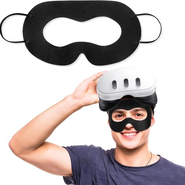 ALMEKAQUZ 100 Pack Disposable VR Face Covers, Meta Quest Face Cover, Sweat Guard Masks Compatible with Meta Quest 3, Quest 2, and Apple Vision Pro, VR Eye Cover Pad