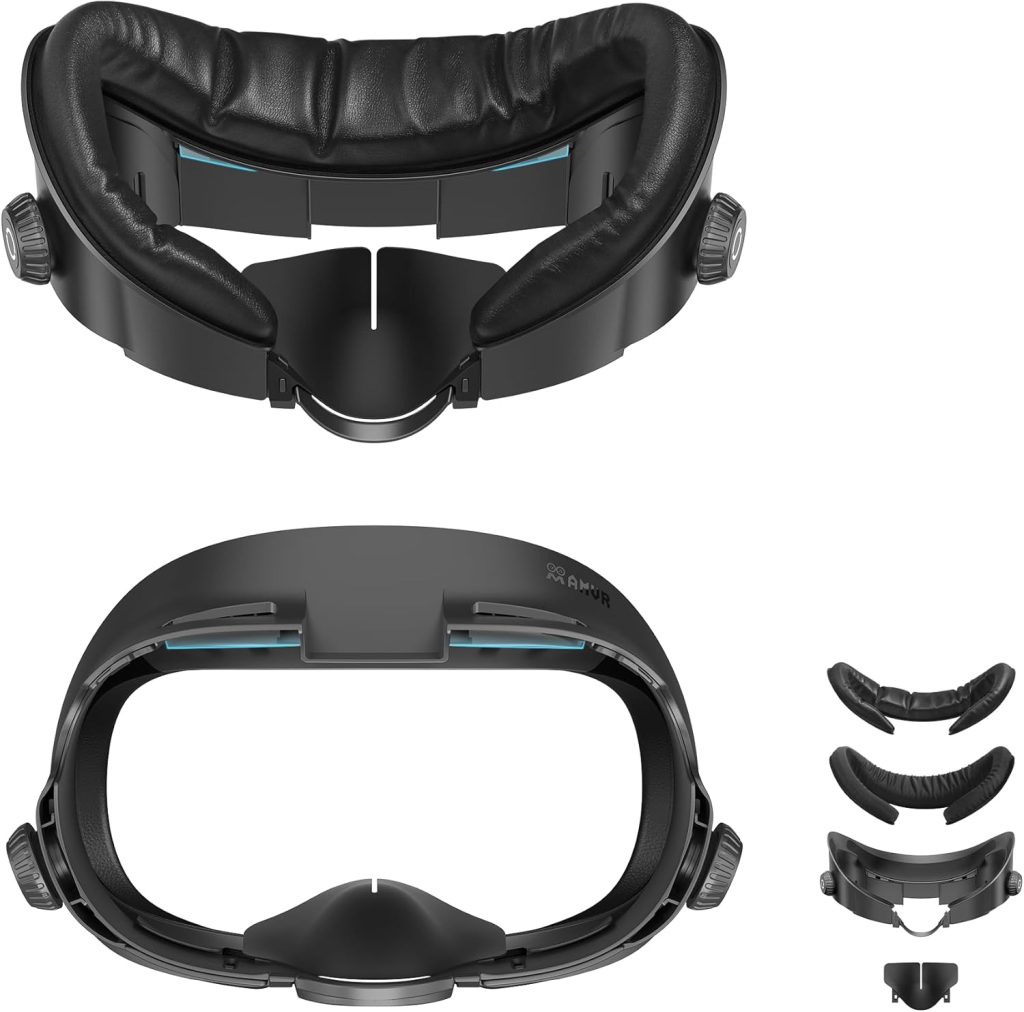 AMVR Improved Comfort Face Cover Pad Facial Interface Compatible with Meta/Oculus Quest 3 Accessories, with Adjustable Rotary Knob, with PU Face Cushion Pad and Ice Silk Cotton