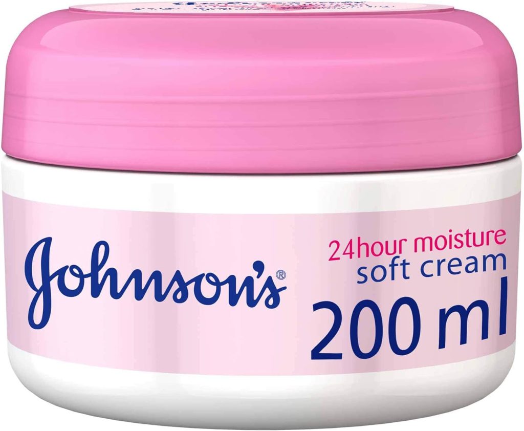 Johnson & Johnson 24 Hour Soft Moisture Body Cream, 200ml, Enriched with Shea Butter, Reduces Firmness, Flakiness & Dullness, Moisturizing Cream