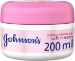 Johnson & Johnson 24 Hour Soft Moisture Body Cream, 200ml, Enriched with Shea Butter, Reduces Firmness, Flakiness & Dullness, Moisturizing Cream