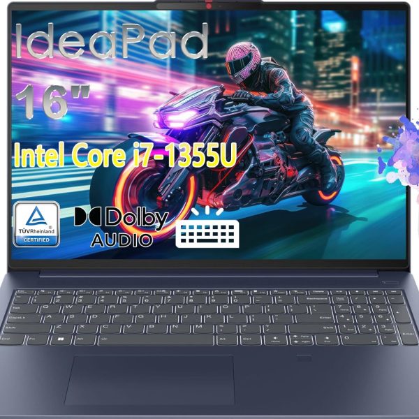 لينوفو احدث لابتوب ايديا باد سليم 5i بمعالج انتل كور i7-1355U الجيل 13 بشاشة لمس 16 انش IPS (1920×1200) وذاكرة 16GB وSSD PCIe 1TB وويندوز 11 هوم وقلم ستايلس (16GB RAM و1TB PCIe SSD)
