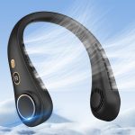 مروحة رقبة مطورة قابلة لإعادة الشحن بدون استخدام اليدين، 5 سرعات قابلة للتعديل، شاشة LED، فائقة الهدوء، مروحة شخصية تبريد 720 درجة للاستخدام في المنزل والمكتب والخارج والسفر من نيكومي (أسود)