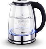 Clikon 1.8 Litre Glass Body Electric Kettle with LED Glow Indicator, Cordless, Boil Dry Protection, Smart Power Off Technology, 1500 Watts, CK5138