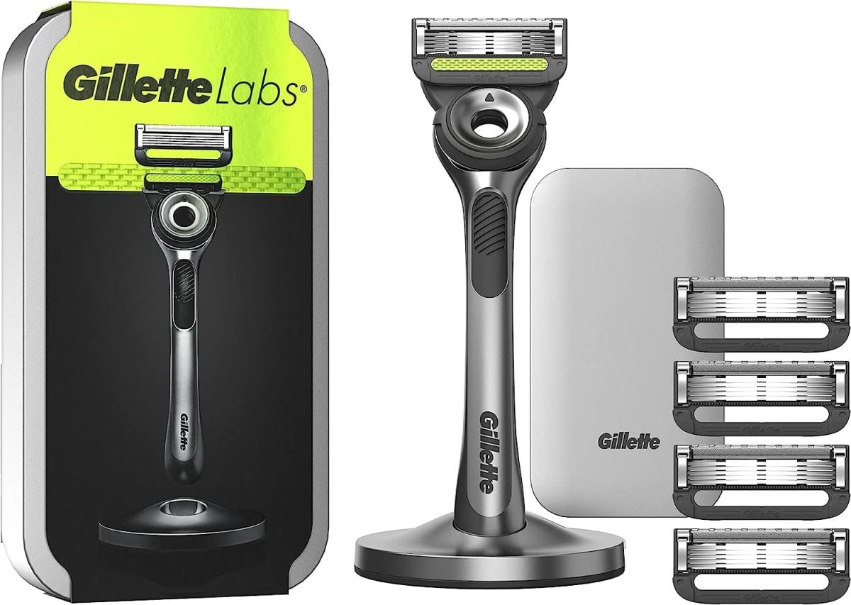 Gillette Labs Men's Wet Razor with Cleaning Element + Travel Case for Storage on the Go + 5 Razor Blades, Gift for Men, Premium Magnetic Dock, Pack of 1