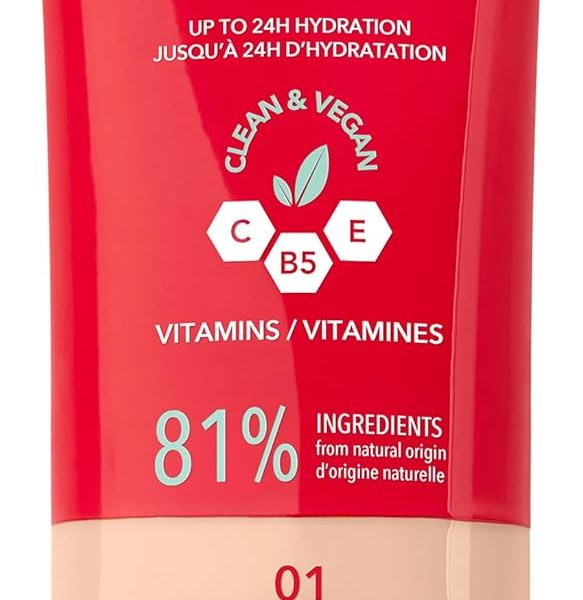 Bourjois Healthy Mix, 01 Ivory, BB Cream, Foundation in a Cream, All-day Coverage and Hydration, Vitamins C, E & B5, Clean & Vegan Formula, 30 ml (1oz)