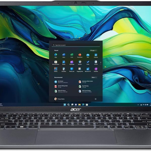 ايسر لابتوب سويفت جو 14 بشاشة لمس انش 1920 × 1200 وفتح تجارب الذكاء الاصطناعي ومعالج AMD رايزن 7 8845HS ثماني النواة LPDDR5X 16GB وSSD PCIe جيل 4 سعة 1TB SFG14 63T R1F4