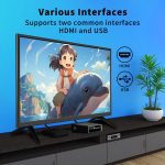 ⁦زوشينغ تلفزيون 24 بوصة، تلفزيون صغير DVB-T/T2 / فري فيو HD صوت رقمي عالي الدقة، اضاءة خلفية LED لمحرك تخفيض اللون، تيار متردد/تيار مستمر 12 فولت داخل/HDMI/VGA/مشغل وسائط USB للتخييم وغرفة النوم⁩ - الصورة ⁦3⁩