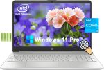HP لابتوب 15 بشاشة لمس HD 15.6 انش للمنزل والطلاب الجيل 12 انتل كور i3-1215U حتى 4.4GHz 12GB RAM 256GB PCIe SSD لوحة مفاتيح رقمية واي فاي 5 عمر بطارية 11 ساعة ويندوز برو اس مع