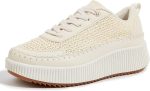LUCKY STEP Women's Platform Sneakers Rhinestone Fashion Chunky Casual Sparkly Retro Braided Walking Shoes