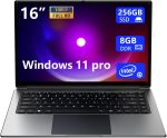 لابتوب موروسترون 16 انش، 8GB DDR 256GB SSD، قابل للتوسيع حتى 1TB، وحدة معالجة مركزية بنتيوم رباعية النواة حتى 2.6GHz، بطارية 9000mAh، واجهة HDMI صغيرة، USB3.0