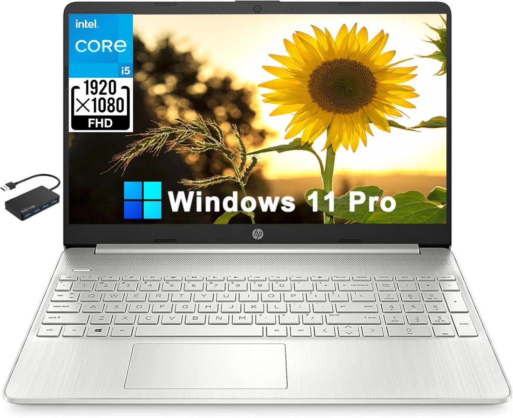 HP لابتوب 15 15.6 انش FHD للاعمال [ويندوز 11 برو]، انتل كور i5-1135G7 (حتى 4.2GHz)، 16GB DDR4 RAM، 512GB PCIe SSD، بطاقة رسومات ايرس Xe، لوحة ارقام، واي فاي 6، HDMI، نوع C