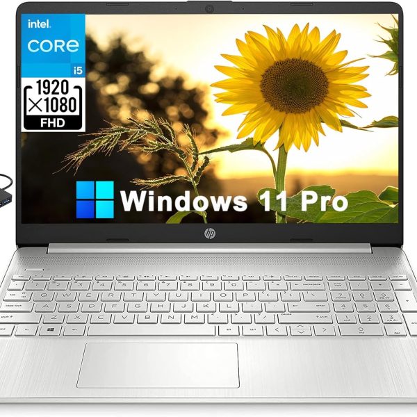 HP لابتوب 15 15.6 انش FHD للاعمال [ويندوز 11 برو]، انتل كور i5-1135G7 (حتى 4.2GHz)، 16GB DDR4 RAM، 512GB PCIe SSD، بطاقة رسومات ايرس Xe، لوحة ارقام، واي فاي 6، HDMI، نوع C