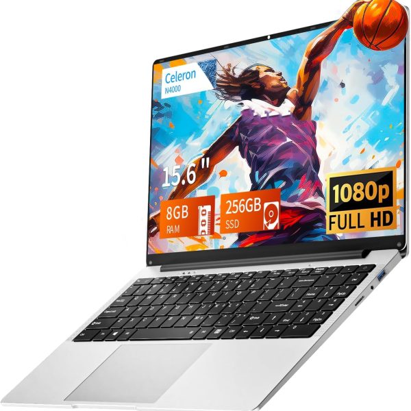 KUMNOSAL 15.6 inch Laptop Computer N4000, Student Laptop with 8 GB RAM, 256 GB SSD, Slim Light Netbook WiFi5 Mini-HDMI 180 Angle Opening BT5.0, USB3.0, Thin and Light Laptop for Student Business Work