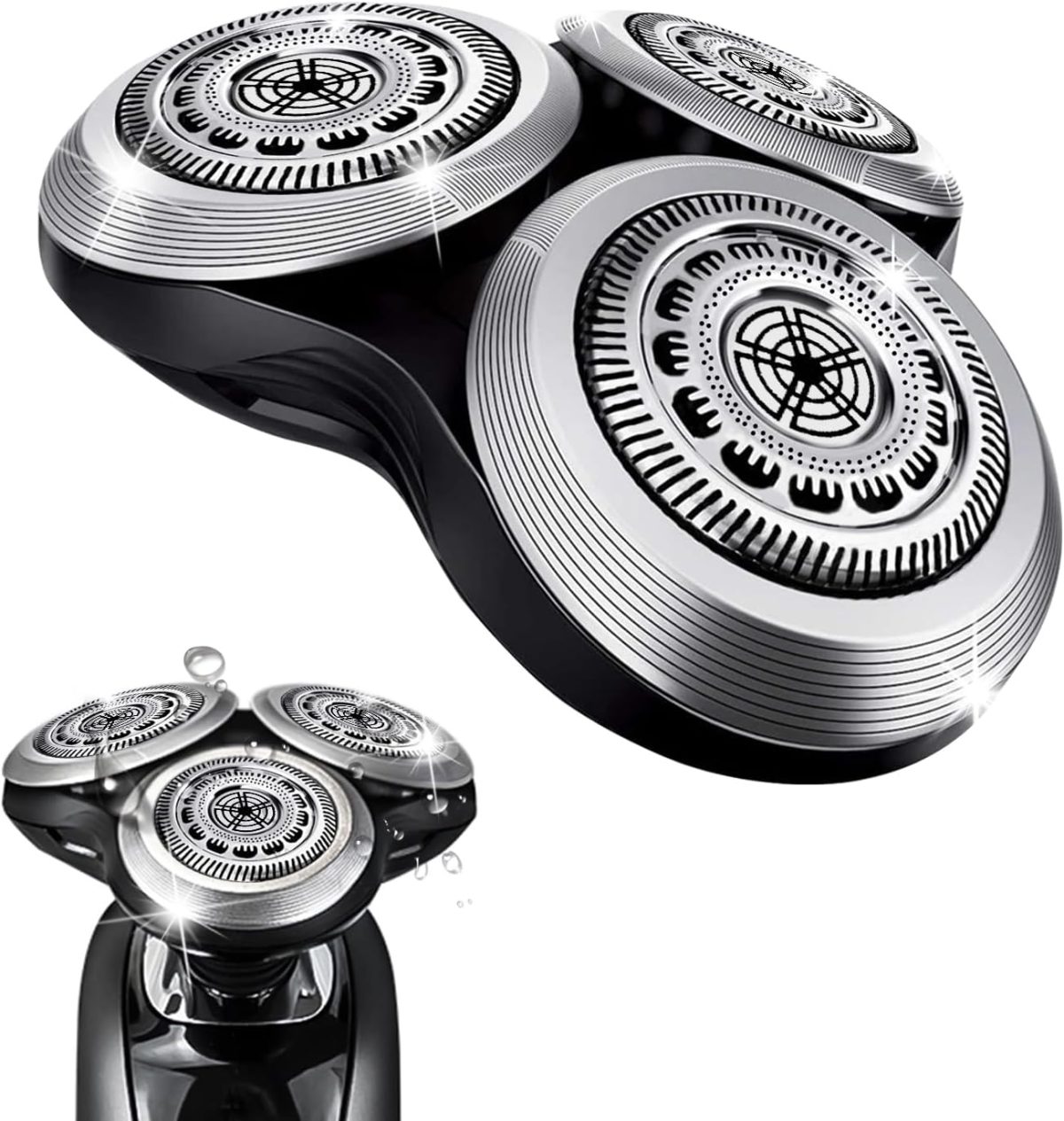 Durimi SH90 Replacement Rotary Heads for Philips Norelco Shavers Series 9000, New Version of Metal Wheel Buckle and Upgrade Double-Layer Precision Blades