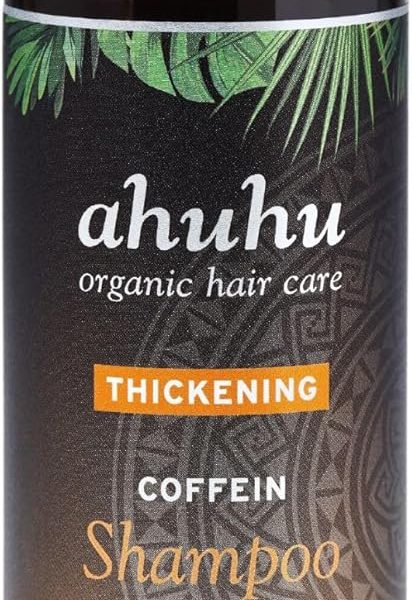 ahuhu THICKENING Caffeine Shampoo (200ml) - Organic caffeine shampoo for thicker & stronger hair, invigorates the scalp & activates the hair roots, 100% recycled plastic bottle, vegan hair care