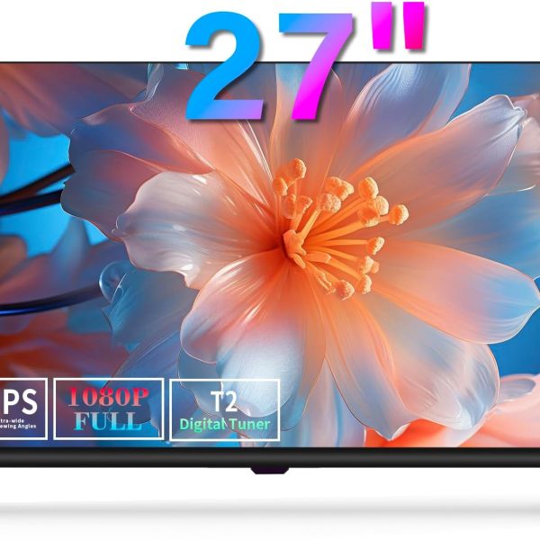 زوشينغ تلفزيون 27 بوصة زوايا عرض كاملة 1080P HD رقمي صغير يثبت على الحائط للمطبخ - منافذ HDMI/USB - مدخلات محول تيار مستمر 12 فولت وتيار متردد لكارفان وغرف النوم
