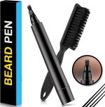 Nnewvante Beard Pencil Filler for Men, Beard Filling Pen Kit - WaterProof, Long Lasting Coverage & Natural Finish - Beard, Moustache & Eyebrows - Beard Dye for Men - Bristle Brush Included (Black)