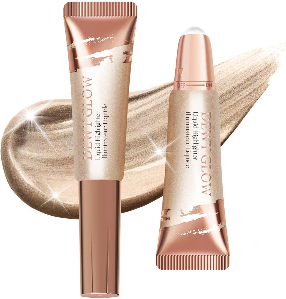 MAKINGTEC Liquid Highlighter, Highlighter Makeup, Roll on Liquid Highlighter for Face,Natural Lightweight Dewy Glow Glotion Makeup,Long-lasting Shimmer Glow Skin Illuminator Makeup for Face & Body