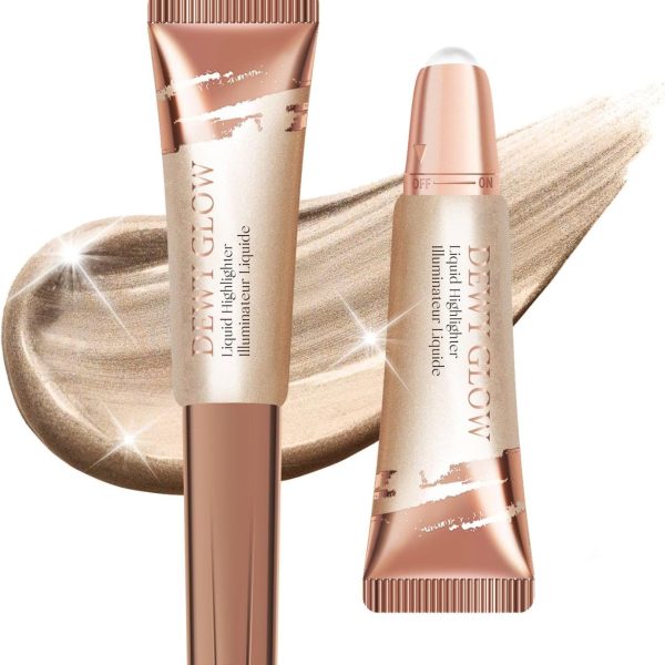 MAKINGTEC Liquid Highlighter, Highlighter Makeup, Roll on Liquid Highlighter for Face,Natural Lightweight Dewy Glow Glotion Makeup,Long-lasting Shimmer Glow Skin Illuminator Makeup for Face & Body