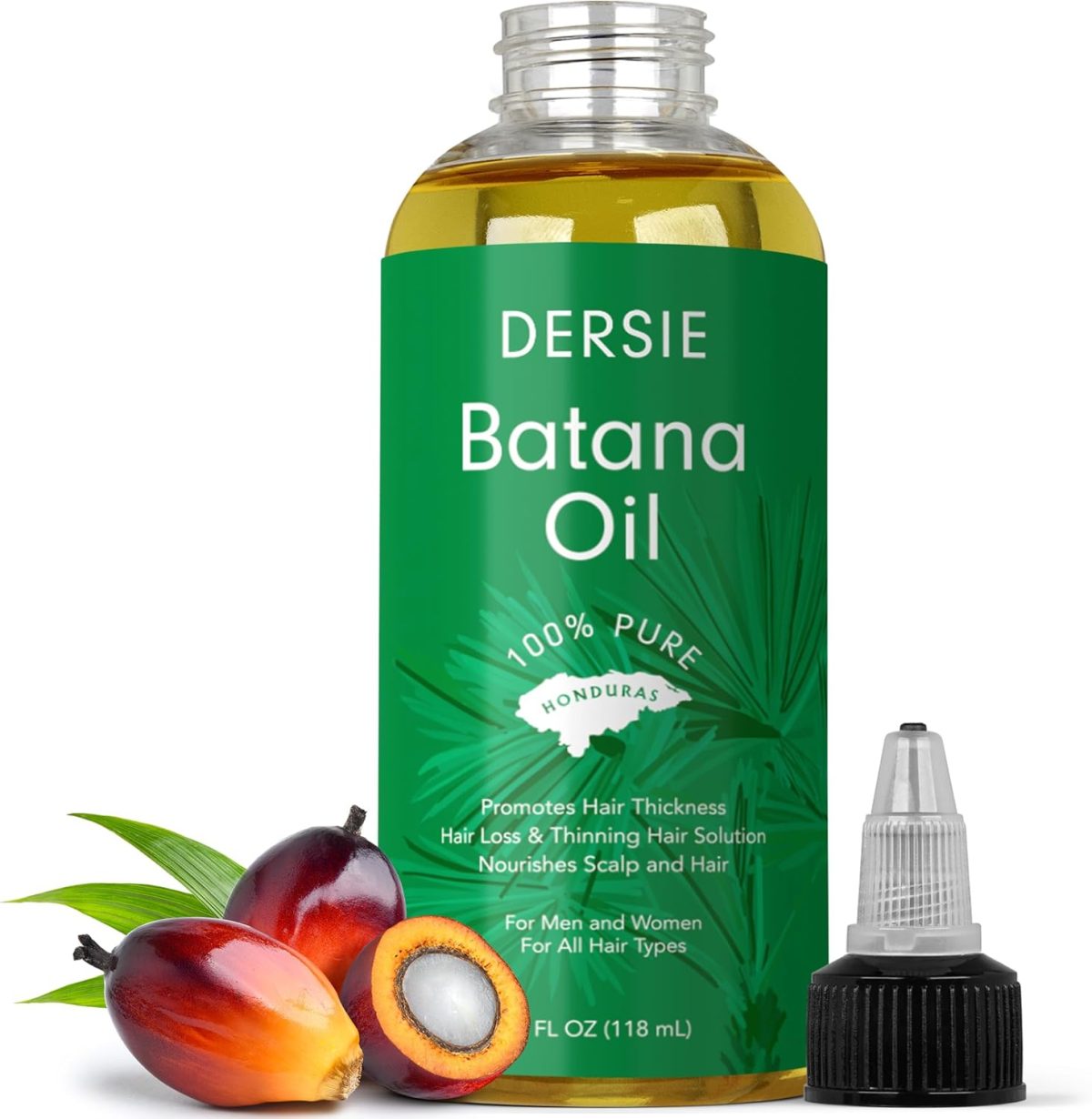 Dersie Batana Oil: Batana Oil for Hair Growth Dr Sebi - 100% Pure & Natural Raw Batana Oil from Honduras - For Thicker & Stronger Hair - 4 FL OZ