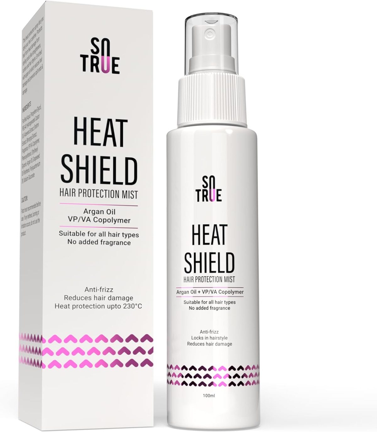 Sotrue Heat Shield Hair Protection Spray For Hair | Anti-Frizz, Reduces Hair Damage | For All Hair Types, Fragrance Free Mist Spray | Heat Protection Upto 230 °C 100ml