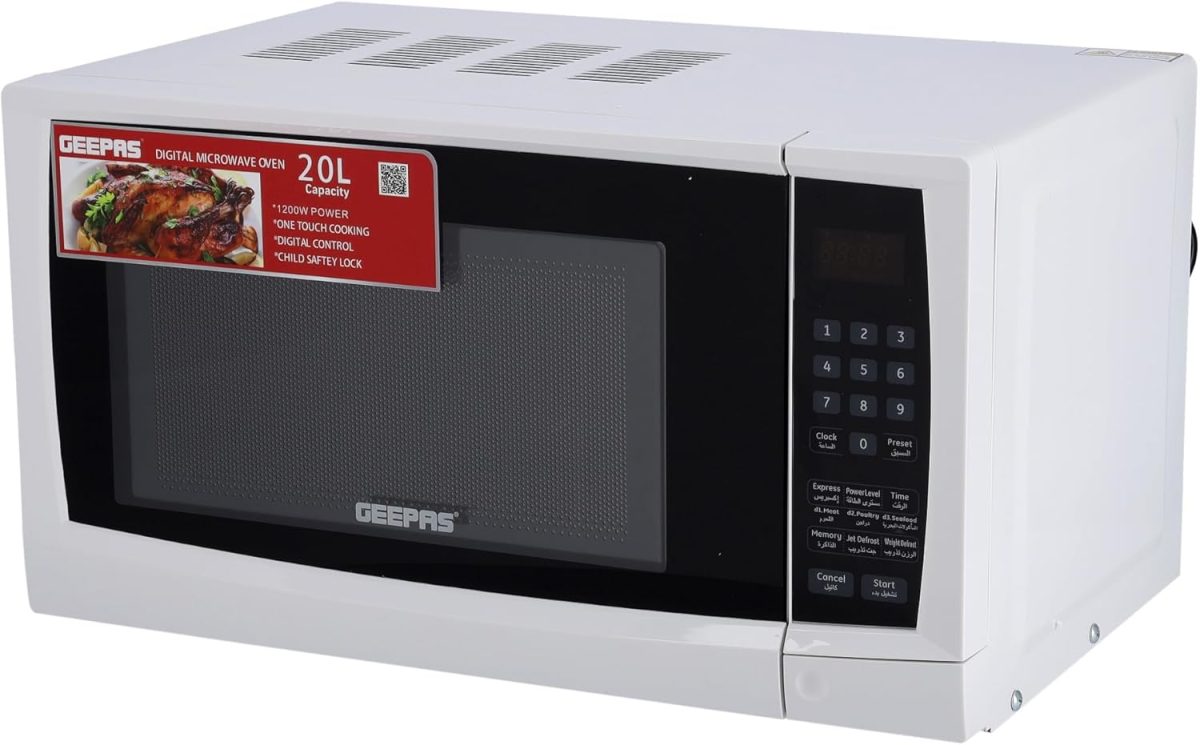 ⁦Geepas 20 Liter Digital Microwave Oven with Defrost Function | Model No GMO1895 with 2 Years Warranty⁩ - الصورة ⁦2⁩