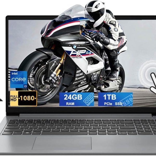 لينوفو لابتوب ايديا باد بشاشة لمس FHD 15.6 انش ومعالج انتل i3-1215U سداسي النواة (حتى 4.4Ghz) وذاكرة RAM 24GB وSSD PCIe 1TB وبلوتوث وواي فاي 6 وUSB وقارئ بطاقات SD وكاميرا ويب وويندوز 11 اس مع ملحقات