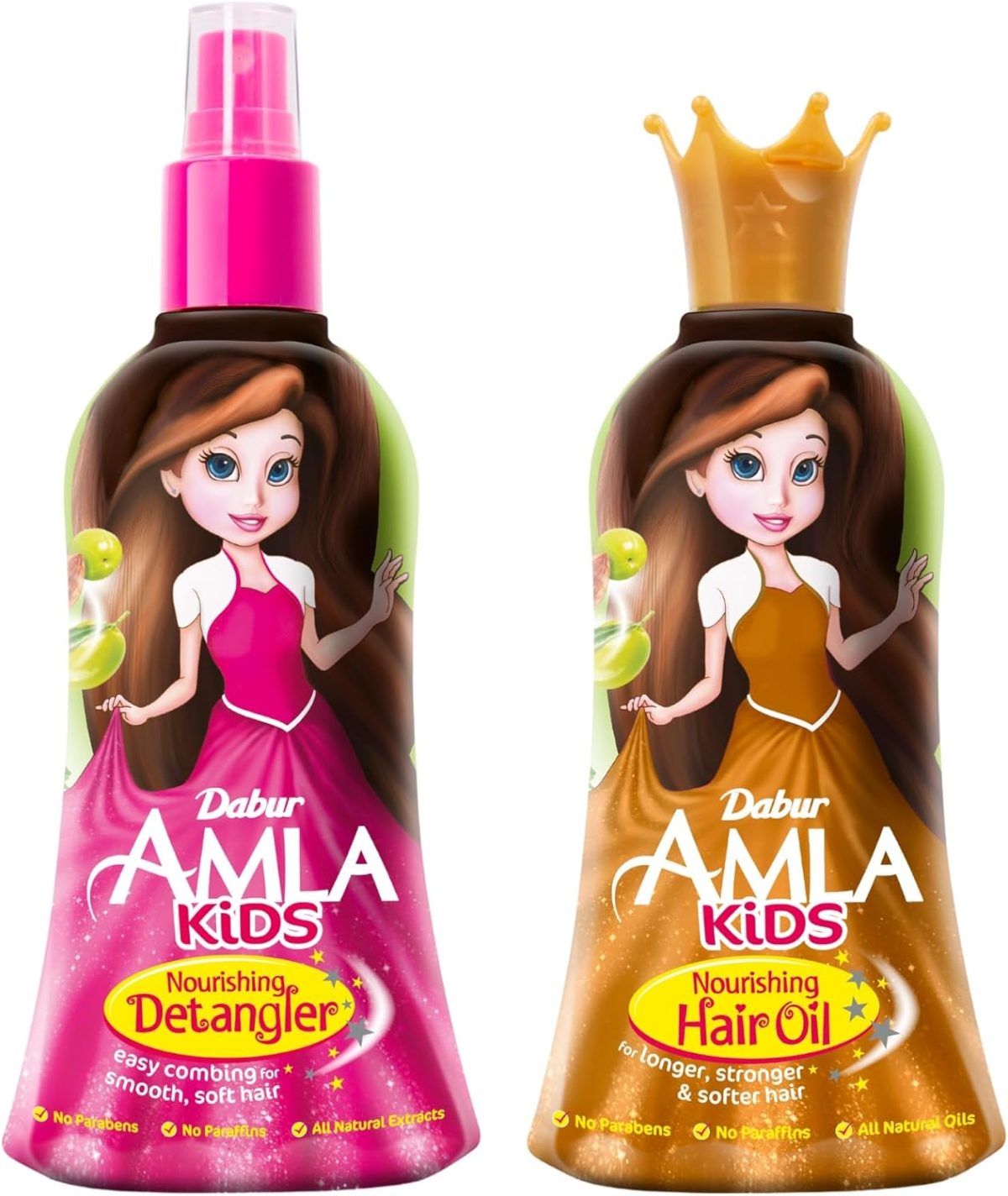 Dabur Amla Kids Detangler and Kids Hair Oil (2x200ml), Natural Extracts, Gentle Care for Strong, Long and Soft Hair, Value Pack