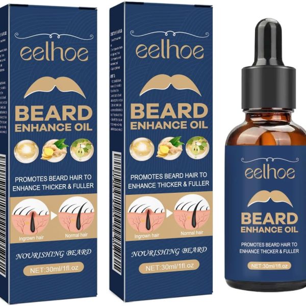 Azonee Beard Growth Oil With Biotin Caffeine, 2 PCS Beard Oil, Stimulate Beard Growth Serum For Facial Hair Treatment, Promote Hair Regrowth For Men Full Longer Masculine Thick Male Beard Gift