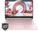 HP لابتوب HD 14 انش | اصدار محدود العودة الى المدرسة مع مايكروسوفت 365 لمدة عام | معالج انتل رباعي النواة | ذاكرة RAM 8GB | تخزين 576GB | عمر بطارية طويل | زهري | مع حزمة WOWPC | ويندوز 11