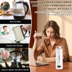 ⁦Travel Electric Kettle, Yakiter 500ML Water Boiler Tea Kettle with 4 Variable Presets, 316 Stainless Steel, Auto Shut Off & Boil Dry Protection, for Office, Home, Travel غلاية ماء كهربائية⁩ - الصورة ⁦5⁩