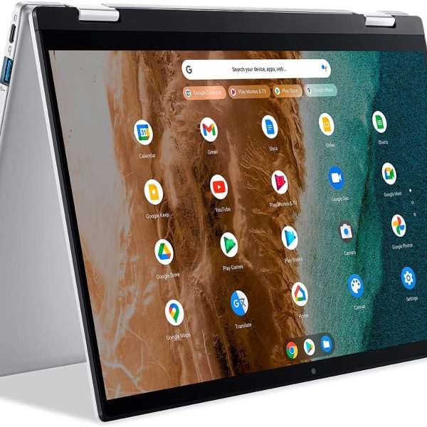لابتوب ايسر كروم بوك انتربرايز سبين 514 قابل للتحويل/انتل كور i3-1110G4/شاشة لمس 14 انش FHD IPS وزجاج غوريلا/8GB LPDDR4X/تخزين 128GB SSD/واي فاي 6/كيبورد باضاءة خلفية/ نظام تشغيل كروم/CP514-2H-39R7