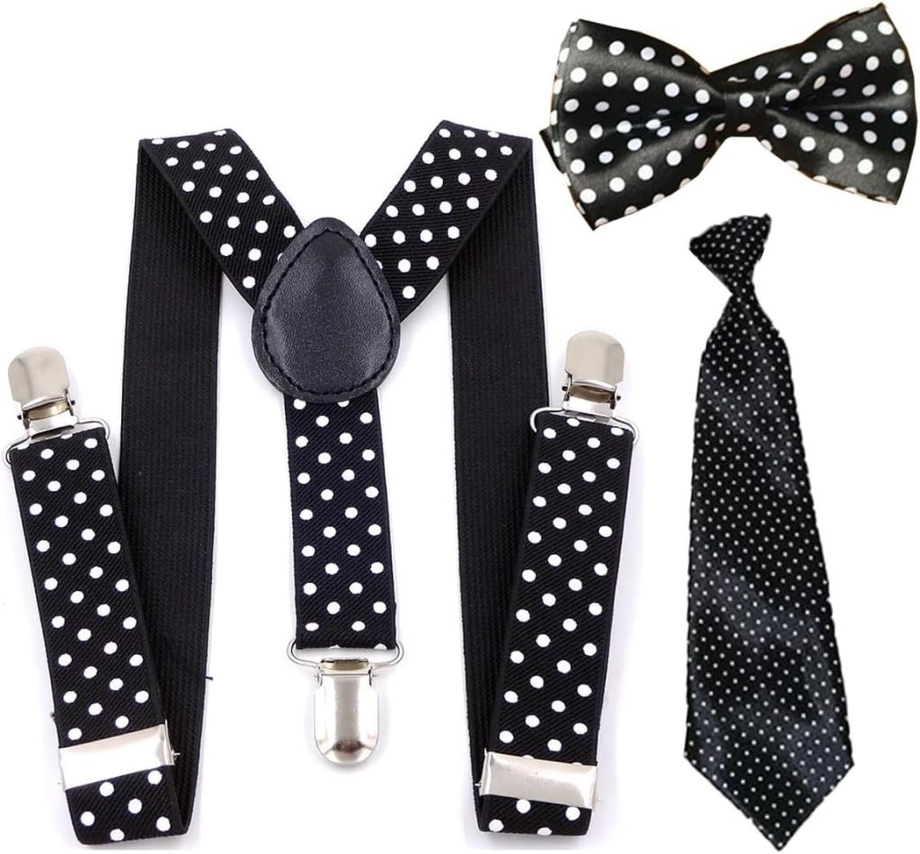 ViiTang [3 in 1] Child Kids Suspenders Bowtie and Tie Set - Adjustable Suspender Set for Boys